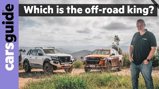 Isuzu DMax XTerrain vs Nissan Navara Pro4X Warrior 4x4 dualcab ute comparison offroad 4WD test [upl. by Kcireddor80]