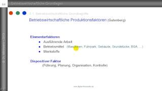 Produktionsfaktoren  Teil 1 betriebswirtschaftliche Faktoren nach Gutenberg [upl. by Wash]