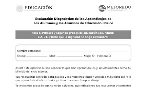 EXAMEN DIAGNÓSTICA MEJOREDU PRIMERO DE SECUNDARIA 2024 EXAMEN 1 [upl. by Pardner866]