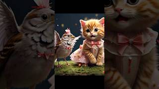 Kitten with sparrow trending yt story shorts sparrow kittten meowcat cat Personalgossips [upl. by Tomi]