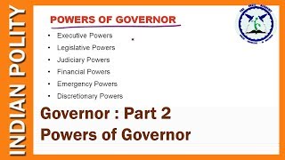 Governors of India Part 2  Powers of Governor  Indian Polity  SSC CGL CHSL [upl. by Assenov]