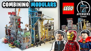 Combining The Avengers Tower With Marvel Buildings amp Other LEGO Modulars [upl. by Haneen]