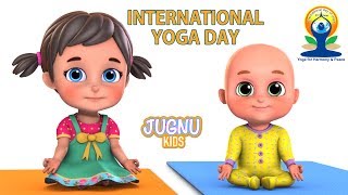 International Yoga Day  Yoga Dance Class  yoga day  Hindi Rhymes  Kids Yoga by Jugnu Kids [upl. by Neille]