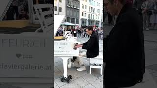 Playing an Interpretation of Ludovico Einaudi  Ancora together with the crowd piano publicpiano [upl. by Anaerda]