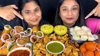 Eating😋Bread🥪PakoraPotli SamosaLadduSweetsRasmalai ChallengeBig BitesEating ChallengeAsmr [upl. by Driskill622]