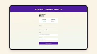 Build an Expense Tracker App with HTML CSS and JavaScript [upl. by Auqinu]