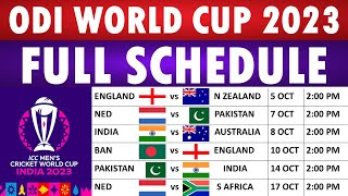 World Cup 2023 Schedule ICC ODI World Cup 2023 Schedule full fixtures list match timings amp venues [upl. by Ulises]