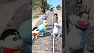 Thomas The Tank Engine vs Tom amp Jerry Doreamon Shiva Oggy Shin Chan shorts [upl. by Ajssatsan]