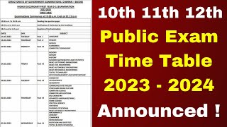 10th 11th 12th public exam time table 2024  TN Public Exam Time Table 2024 Announced  11th 12th 10 [upl. by Sueaddaht]