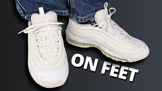 AIR MAX 97 ON FEET All White [upl. by Llenet]