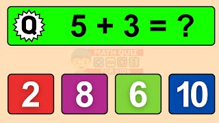 20 Math Quiz for Kids  One Digit Addition Quiz [upl. by Nylrad]