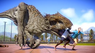 INDOMINUS REX amp TREX amp INDORAPTOR FIGHT amp ESCAPE  Jurassic World Evolution 2 [upl. by Diver]