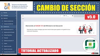 Siagie v50  Cambio de Sección de Estudiantes  Tutorial 2024 [upl. by Christoffer]