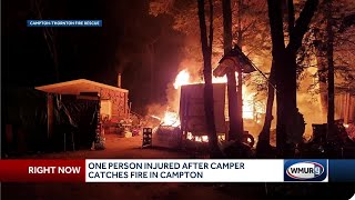 1 injured after camper catches fire in Campton [upl. by Yrtneg]