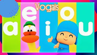 A E I O U as cinco vogais com POCOYO  Música infantil [upl. by Oigile]