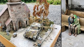 WW2 Panther Defensive Battle Church Diorama scale 135 [upl. by Nosylla]