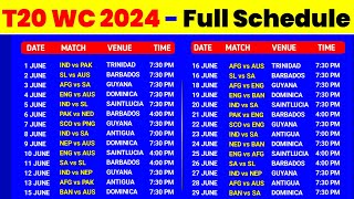 ICC T20 World Cup 2024 Schedule Time Table  T20 World Cup 2024 Schedule Announce [upl. by Myranda532]