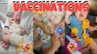 Vaccinations Baby Crying  giving injection to daughter  Cute baby girls [upl. by Ieppet837]