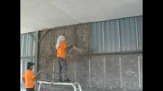 SPRAYING CELLULOSE INSULATION TO METAL WALL CLADDING OF BIRDHOUSE [upl. by Barton]