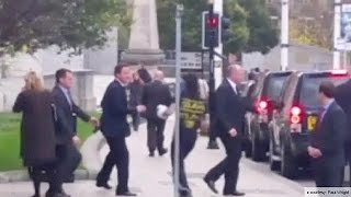 Security alert man runs at British PM David Cameron [upl. by Pazit580]