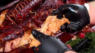 Break Down a Whole Hog and feed people smoked bbq pig meat [upl. by Tenaej]