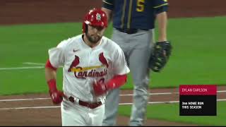 Every Dylan Carlson Home run vs Milwaukee Brewers 5 [upl. by Roxi]