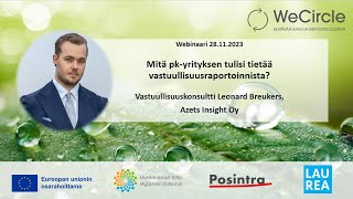 Mitä pkyrityksen tulisi tietää vastuullisuusraportoinnista Leonard Breukers Azets Insight Oy [upl. by Enneite]