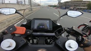 CFmoto 300sr topspeed test  Cfmoto 300sr x Rs150 [upl. by Hanikas518]