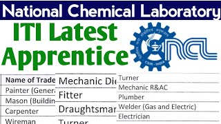 National Chemical Laboratory ITI Latest Apprentice 2022CSIR NCL Apprenticeship 2022ITI Direct Jobs [upl. by Brett]