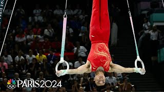 Chinas Liu Yang shows NEXTLEVEL strength to defend mens rings title  Paris Olympics  NBC Sports [upl. by Mortie]