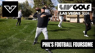 Phils Football Foursome Mickelson Takes on QB Challenge  LIV Golf Las Vegas [upl. by Arlon]