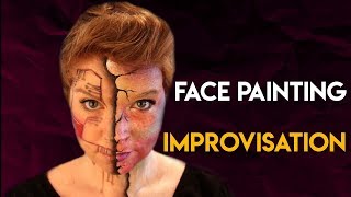 FACE PAINTING IMPROVISATION  Maquillage artistique [upl. by Millman]