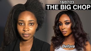 Big Chop on waist length relaxed hair after transitioning for 8 months natural hair journey 2023 [upl. by Henriette]