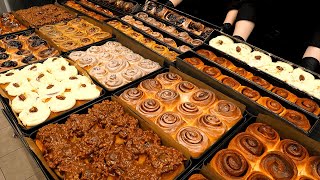 How to make various flavor of Cinnamon roll  Korean Bakery  잠실 빵맛집 카페시나몬 [upl. by Rheims]