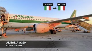 LAST FLIGHT ON ALITALIA  Alitalia A320  Catania ✈ Milan LIN  Economy Class [upl. by Ahsemak]