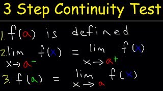 3 Step Continuity Test Discontinuity Piecewise Functions amp Limits  Calculus [upl. by Richia]