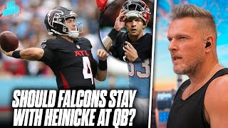 Should The Falcons Stick With Taylor Heinicke Bench Desmond Ridder  Pat McAfee Reacts [upl. by Okeim967]