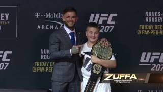 UFC 207 Cody Garbrandt Gives UFC Championship Belt to Cancer Survivor [upl. by Latashia254]