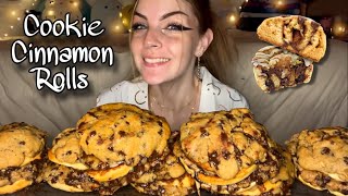 GOOEY COOKIE CINNAMON ROLL MUKBANG MessyVeganNo Talking [upl. by Ruben495]