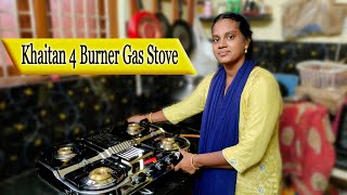 Unboxing  Review Khaitan Stainless Steel Gas Stove 4 Burner Double Decker Manual Cooktop [upl. by Eillor797]