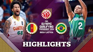 Cameroon 🇨🇲 beat Brazil 🇧🇷 in a thriller both qualify for semis  Highlights  FIBA OQT 2024 Latvia [upl. by Llejk194]