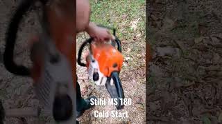 Stihl MS180 ChainSaw Cold Start diy stihl chainsaw stihlchainsaw stihlusa wood bobthetoolman [upl. by Reuven]