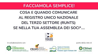 Cosa e quando comunicare al registro unico nazionale del Terzo settore [upl. by Eitsrik887]