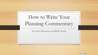 How to Write the Planning Commentary [upl. by Reinal]