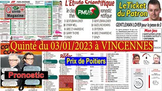 Le Prix de Poitiers à Vincennes ce mardi 3 janvier 2023 [upl. by Aitan162]