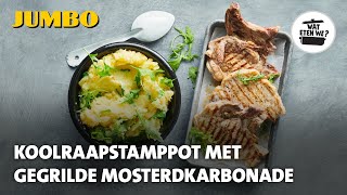 Wat eten we Koolraapstamppot met gegrilde mosterdkarbonade [upl. by Nosreme]