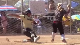 Firecracker Shortstop Double Play Ball vs Cal San Jose Bay Area Softball Showcase CAEmily Burrow [upl. by Kaile999]