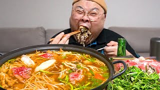 뜨끈한 샤브샤브 먹고 계란죽에 칼국수로 끝장내기│ShabuShabu Mukbang Eatingshow [upl. by Arjan517]