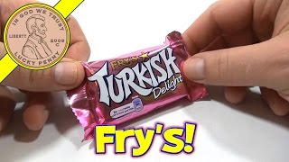 Frys Turkish Delight Wrapped in Milk Chocolate  UK Candy amp Snack Tasting [upl. by Ahsaetan]