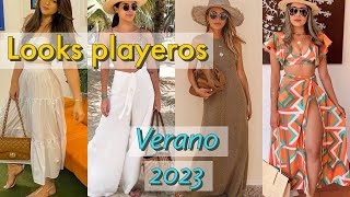 LOOKS PLAYEROS 2023🏖️🩱moda verano vacaciones playa 👙moda mujer 2023 [upl. by Siramay]